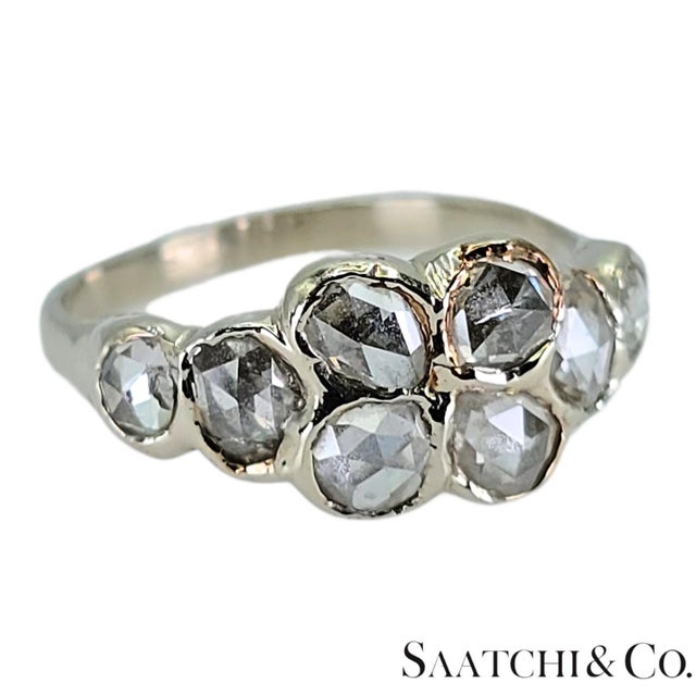 1910s 1910s 14k (585) White Gold Natural Rose Cut 1.4 Ct White Diamond, Size 5.5 For Sale - Image 5 of 18