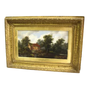 Antique English Oil Painting Country Scene 1876 Signed, Framed
