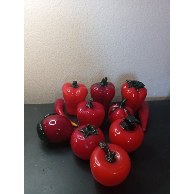 1980s Red Art Glass Fruits & Vegetables - Set of 11 For Sale In Dallas - Image 6 of 7