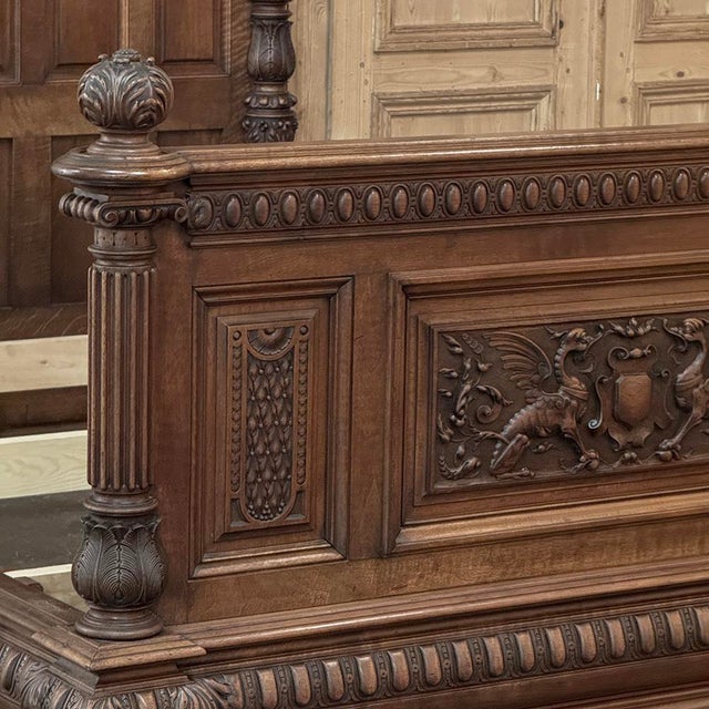 19th Century French Walnut Renaissance Revival Queen Bed For Sale - Image 10 of 18