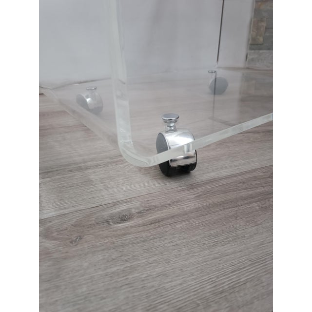 Silver Table on Casters attributed to David Lange for Les Invisibles Du Marais, 1970s For Sale - Image 8 of 13