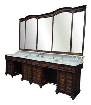 Vintage Salon Unit with Marble Sink and Mirror, 1930s, Set of 2