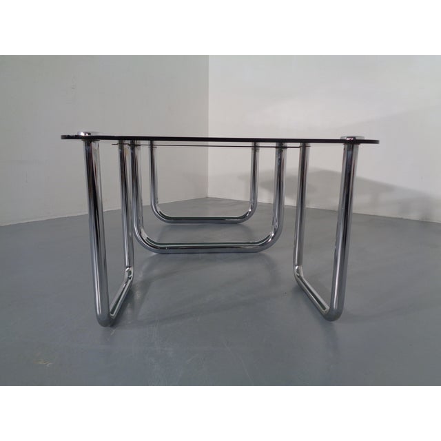 Italian Chrome & Smoked Glass Side Table, 1970s For Sale - Image 4 of 18