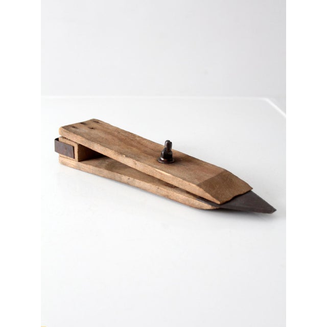 Antique Primitive Wooden Scraper Hand Tool With Adjustable Blade For Sale - Image 6 of 9