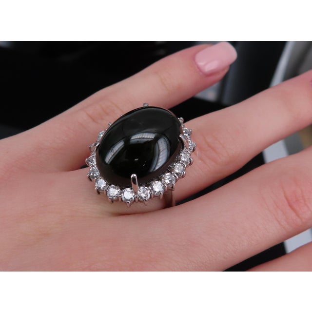 Late 20th Century Massive 26.18ct Green Tourmaline 1.83ct Diamond 18k White Gold Ring Size 4.75 For Sale - Image 14 of 18
