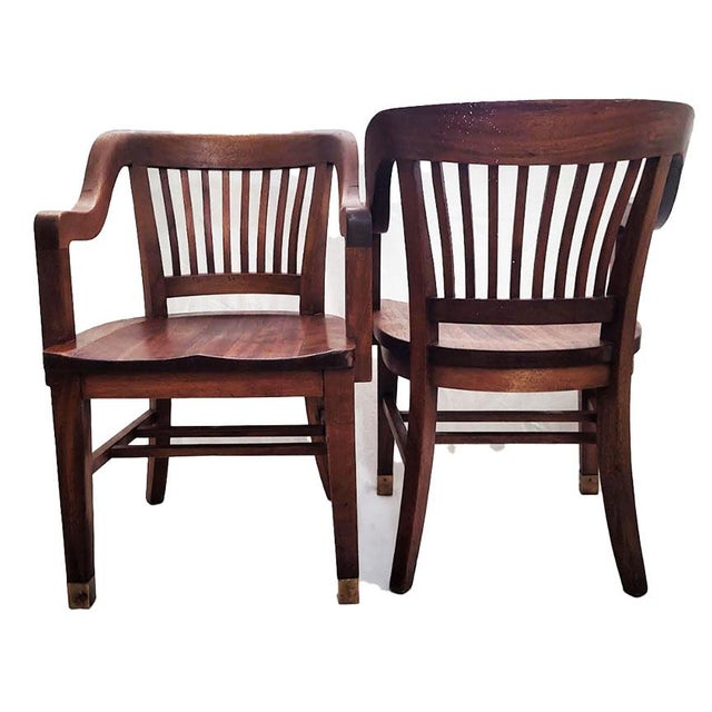 Early 21st Century Antique Wooden Jury Chairs Utah State Legislature - Set of 2 Tagged & Numbered For Sale - Image 5 of 12