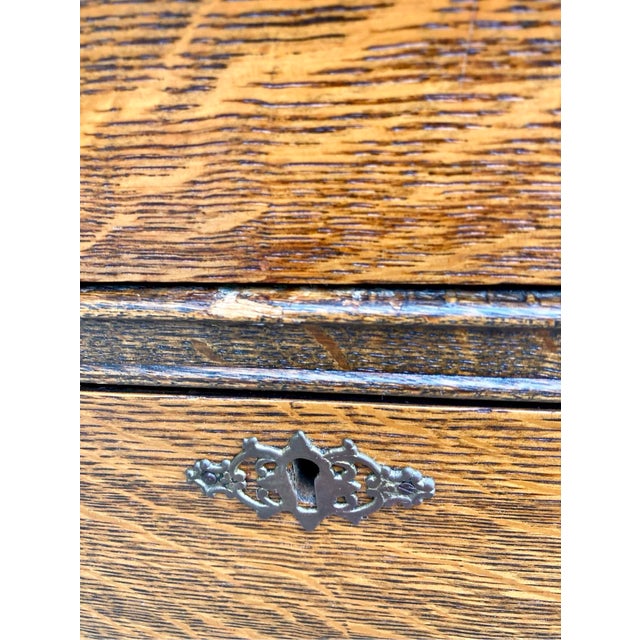 Antique Tiger Oak Four Drawer Dresser W/ Mirror For Sale - Image 9 of 10