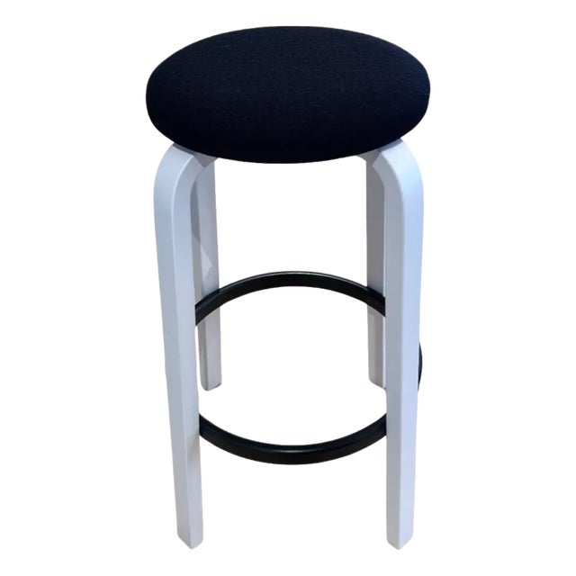 Artek Alvar Aalto Model 64 Bar Height Stool With Upholstered Seat For Sale