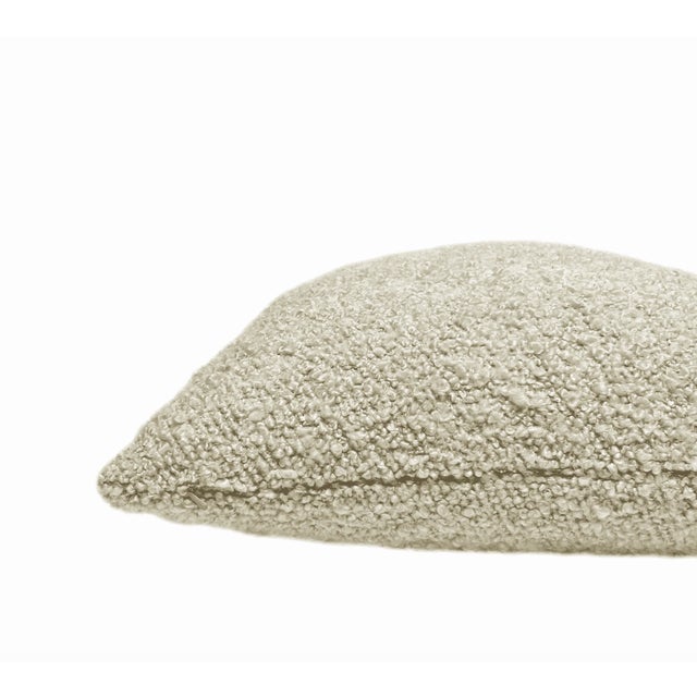 Contemporary Sand Beige Boucle Throw Pillow With Feather Down Insert For Sale - Image 3 of 5