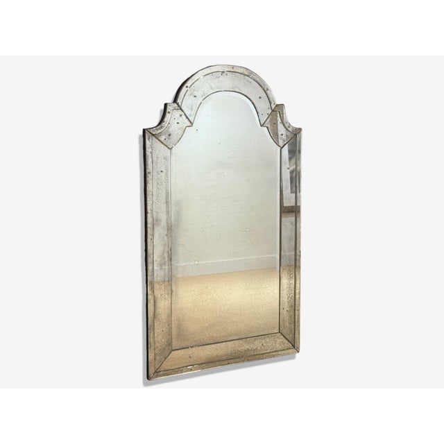 Queen Anne Queen Anne Style, Venetian Wall Mirrors, Antiqued Beveled Glass, Dome Top For Sale - Image 3 of 9