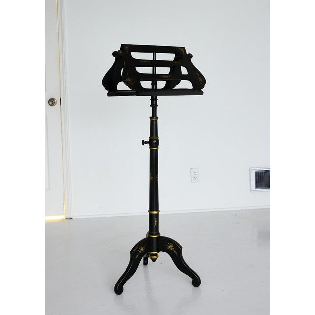 Victorian Adjustable Music Stand, Ebonized W Mother of Pearl Inlay, 19th Century Victorian For Sale - Image 3 of 18