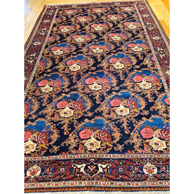 "Presenting the beautiful hand knotted Persian Tabriz room size rug circa the mid-1900s. This rug features a highly unique...