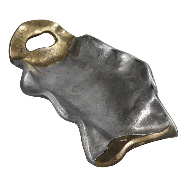 Sculptural Brutalist Fruit Bowl in Aluminium and Brass by David Marshall, 1980s For Sale