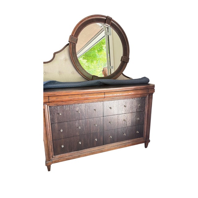 Gorgeous oversized dresser by Bernhardt Furniture. The beauty is in the details: lightly distressed, the drawer pulls,...