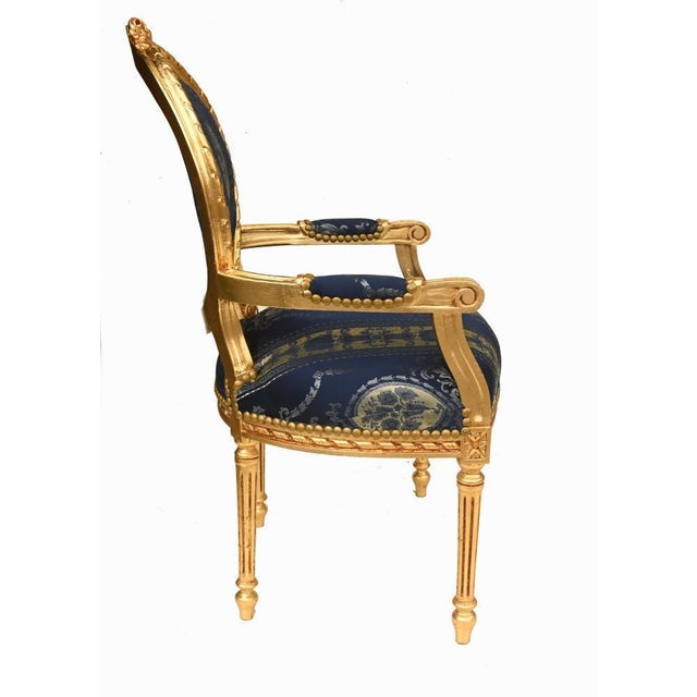 French Louis XVI I Gilt Armchairs, Set of 2 For Sale - Image 5 of 9