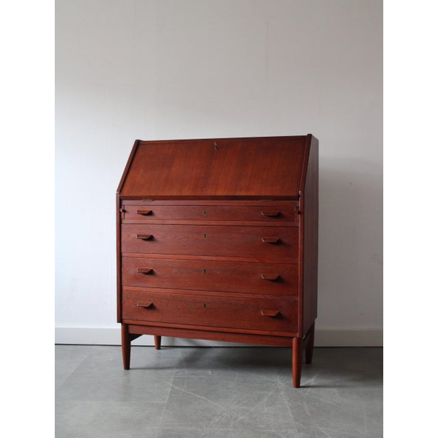 Mid-Century Modern Vintage Danish Secretary in Teak, 1960s For Sale - Image 3 of 13