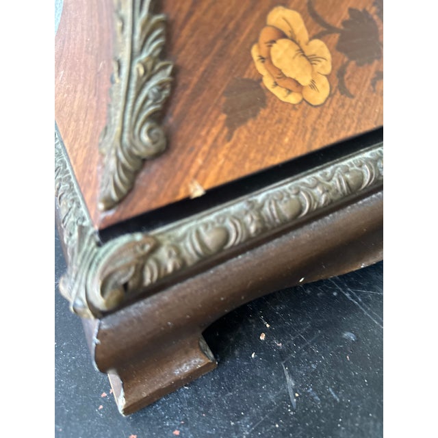 Antique Italian Louis XV Style Marquetry & Bronze Pedestal Clock - C. 1920 (2-Piece Set) For Sale - Image 13 of 15