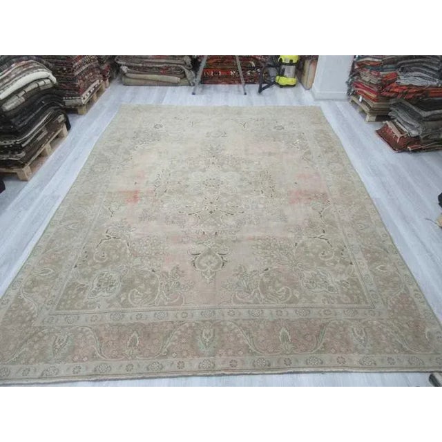 Traditional Persian Washed Out Tabriz Rug- 9′1″ × 12′6″ For Sale - Image 3 of 6