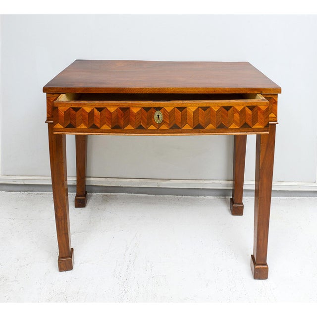 Cinnamon Antique Italian Parquetry Console Table For Sale - Image 8 of 13