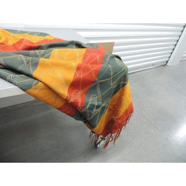 Turkish Large Antique Green & Yellow Turkish Woven Cloth or Portiere. For Sale - Image 3 of 5