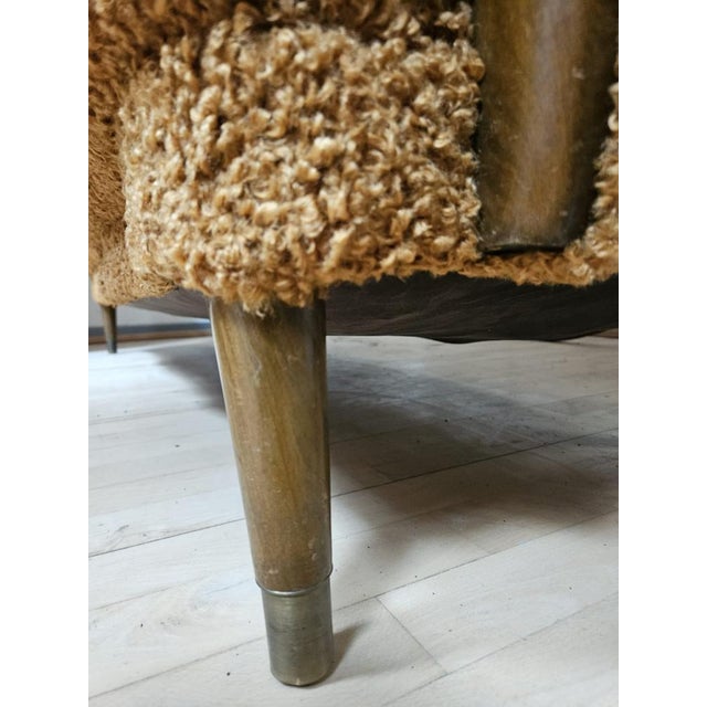 Beige Vintage Scandinavian Curved Bouclé 3-Seater Sofa, 1950s For Sale - Image 8 of 9