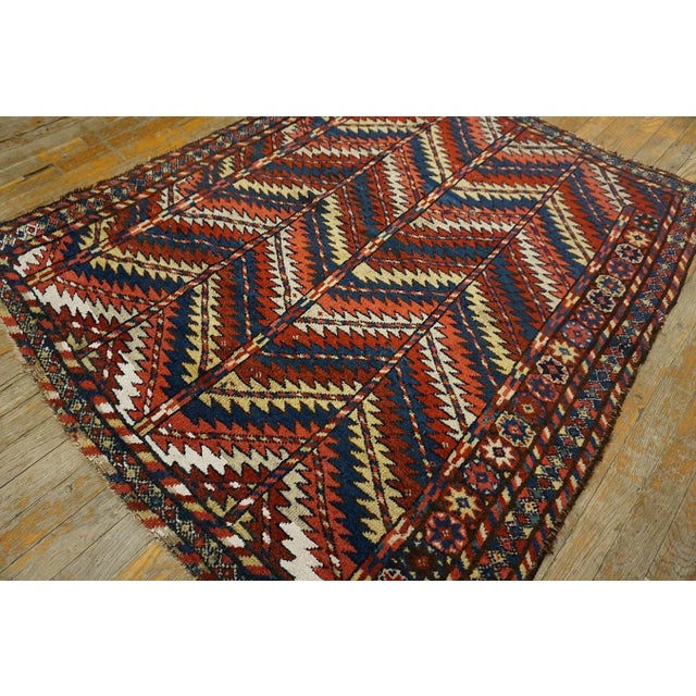 Marvelous Multi Color With Dynamic Zigzag Geometric Desing Antique Persian Quchan Rug For Sale - Image 4 of 9