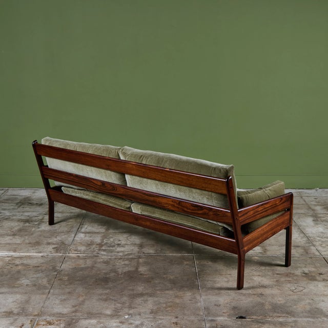 Rosewood and Mohair Velvet Sofa For Sale In Los Angeles - Image 6 of 16
