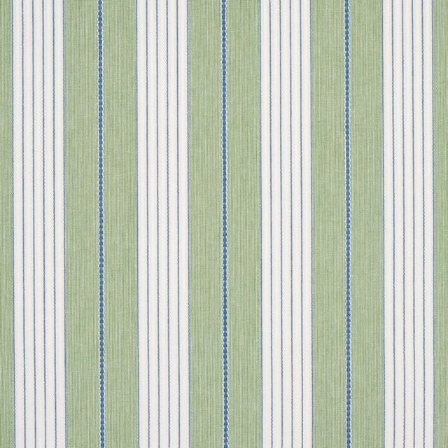 Sample - Schumacher Audrey Stripe Fabric in Green For Sale
