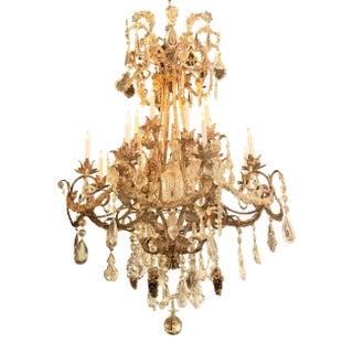 Patinated Iron and Crystal Chandelier by Ernesto Klun For Sale