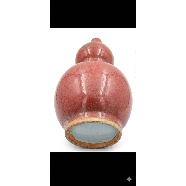 Asian Peach Bloom Double-Gourd Glaze Vase For Sale - Image 3 of 3