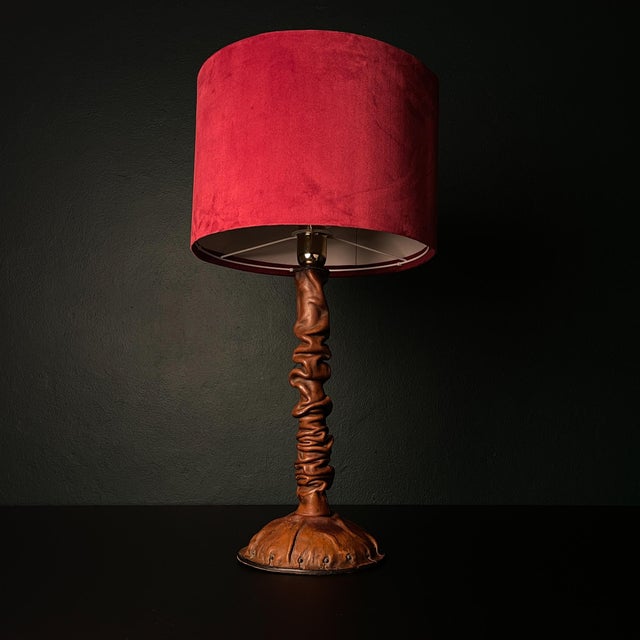 Vintage Italian Leather Table Lamp, 1950s For Sale - Image 6 of 18