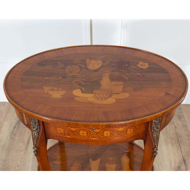 Napoleon III Marquetry Side Table with Floral Inlay, France, Late 19th Century For Sale In Atlanta - Image 6 of 17
