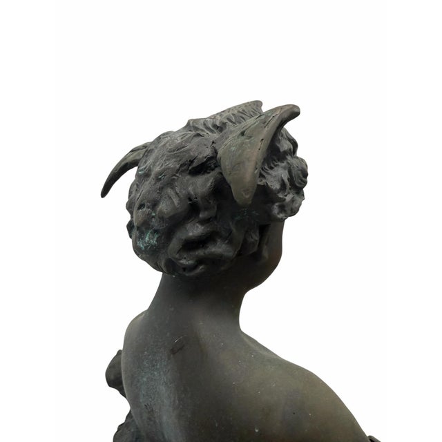 Vintage 30” Patinated Bronze "Pan of Rohallion" Sculpture After Frederick MacMonnies For Sale In West Palm - Image 6 of 8