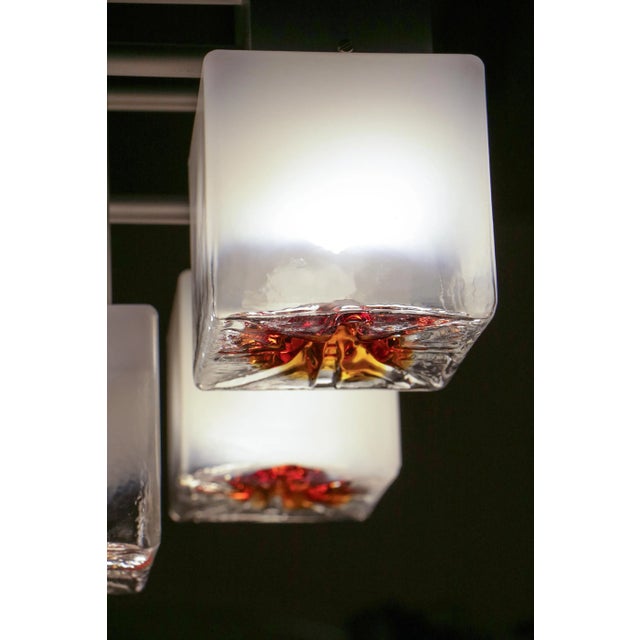 Metal Italian Space Age Cubic Chandelier by Gaetano Sciolari for Mazzega, 1970s For Sale - Image 7 of 18