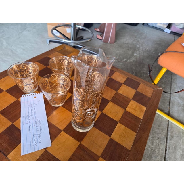 Culver Ltd. Late 20th Century Culver Glasses and Pitcher - Set of 5 For Sale - Image 4 of 4