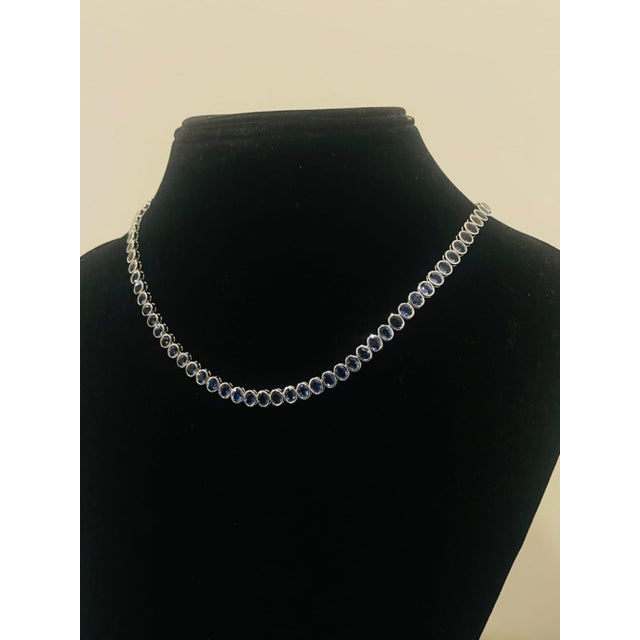 Blue New 18k Gold Necklace With 36.80ct Blue Sapphire, Elegant Design For Sale - Image 8 of 10