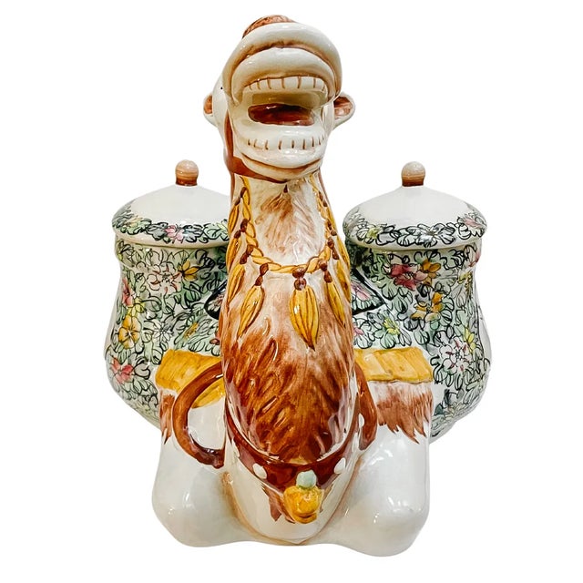 White Mid-Century Hollywood Regency Large Camel Canister For Sale - Image 8 of 11