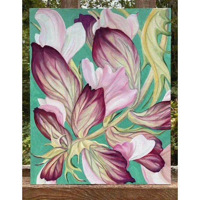 Contemporary Original Floral Oil Painting, Acanthus Blossoms For Sale - Image 3 of 6