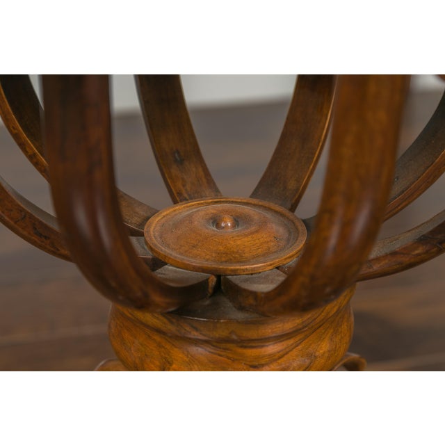 Biedermeier Period 1840s Austrian Walnut Guéridon with Star Inlay and Foliage For Sale - Image 10 of 11