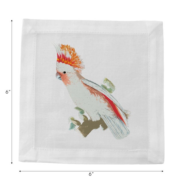Cockatoo Cotton Sateen Cocktail Napkins, Set of 4 For Sale - Image 4 of 6