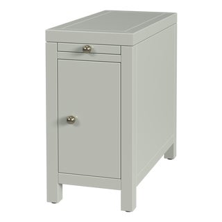 Nora 12 in. W Rectangular Wood 1 Door Narrow End Table with Pull-Out Tray, Sage Green For Sale