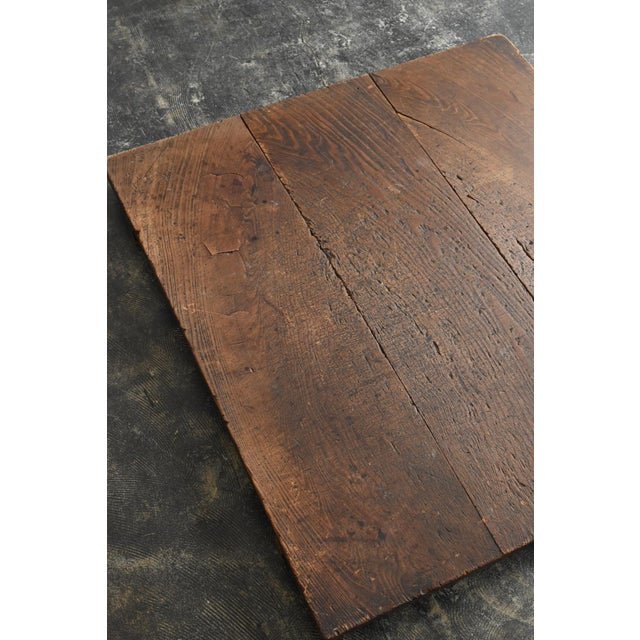 Antique Japanese Wooden Work Board / Wall-Mounted Object/ Wabi-Sabi Low Table For Sale - Image 4 of 18
