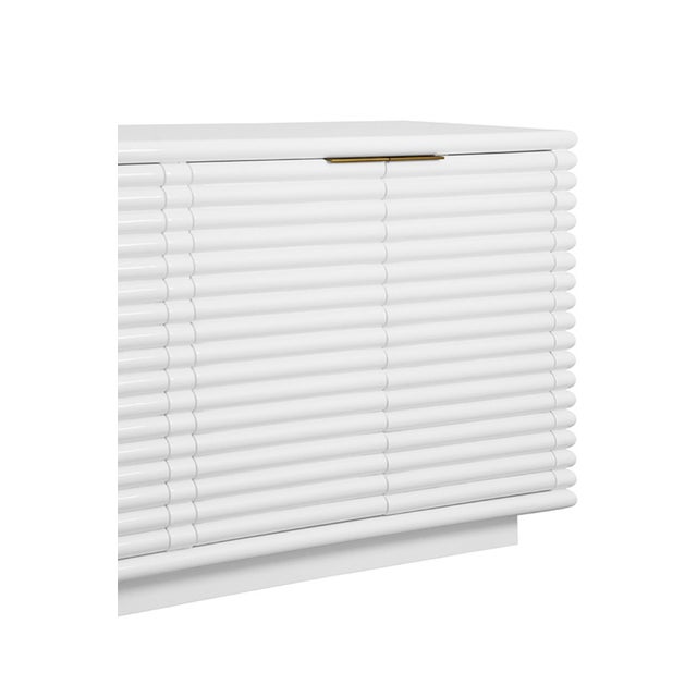 Worlds Away Matthew Izzo Home Giovanni Matte White Lacquer Four Door Reed Buffet For Sale - Image 4 of 6