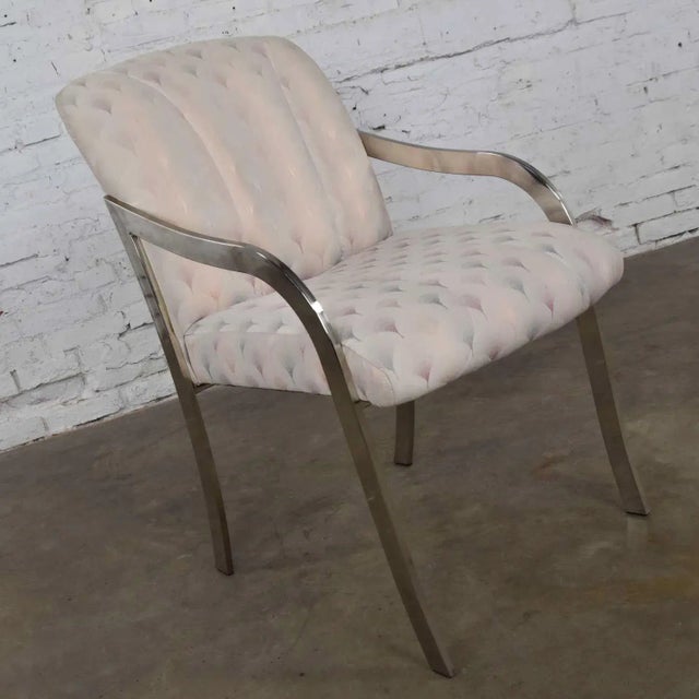 Vintage Art Deco Revival Accent Chair Armchair Chrome and Upholstered For Sale - Image 4 of 13