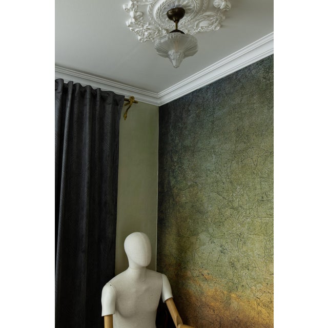 Art Deco French Frosted White Glass and Brass Ceiling Light, 1930s For Sale - Image 10 of 18