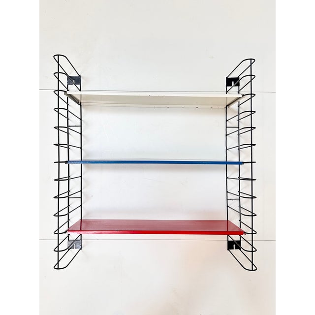 Mid-Century Modern Wall Shelf with Three Colored Metal Shelves, Netherlands, 1960s For Sale - Image 15 of 15