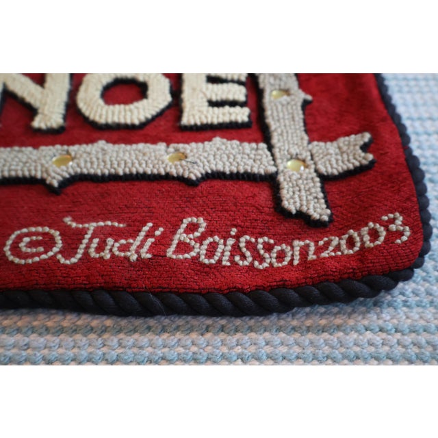 Vintage Judi Boisson 2003 “Camp Canoe” Hand-Hooked Pillow Cover—Unused For Sale - Image 15 of 18