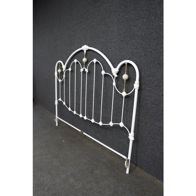 Victorian Style White Iron and Brass Twin Bed Headboard For Sale In Philadelphia - Image 6 of 13