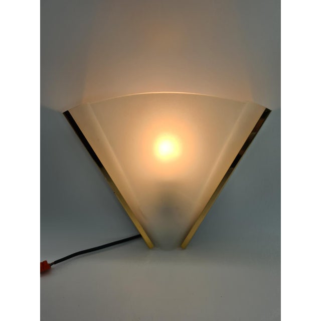Gold Italian Wall Lamp in Frosted Glass and Brass from Errebi Luce, 1980s For Sale - Image 8 of 11