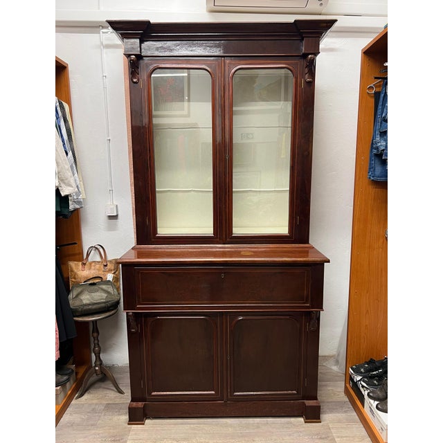Bookcase with Mahogany Secretaire, 1940s For Sale - Image 12 of 13